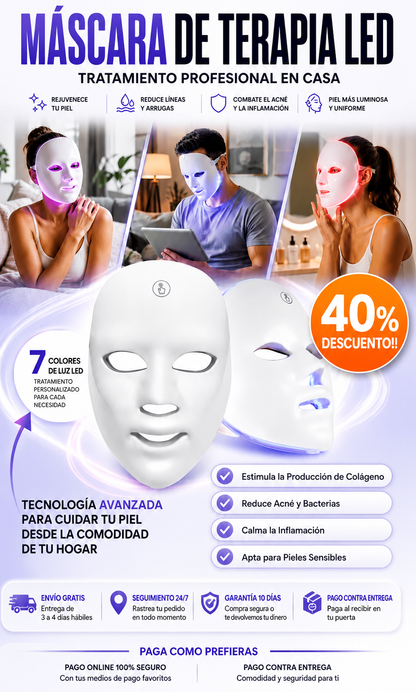 Mascara Facial LED + Jabon con Acido Hialurónico + EBOOK PERSONALIZADO